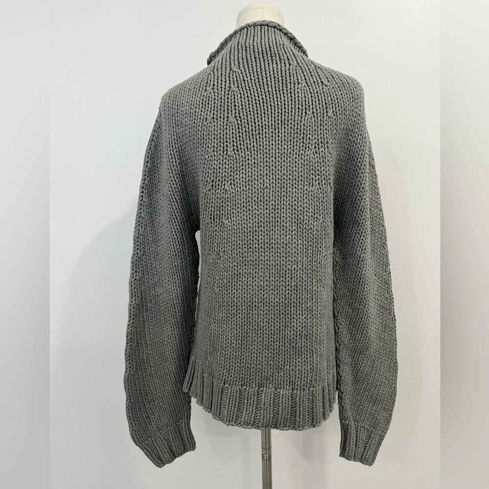 J. Crew Vintage Hand Knit Cotton Roll Neck Gray Swater - Picture 7 of 11